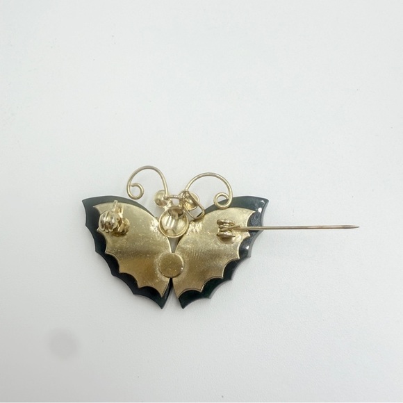 Vintage Asian Jade Butterfly Brooch/Pendant with Coral Eyes - Picture 7 of 9